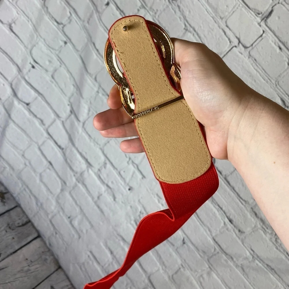5/$20 Women’s Fine Beltox Elastic Waist‎ Belt Double Rainbow Red 29 inches - Picture 5 of 7